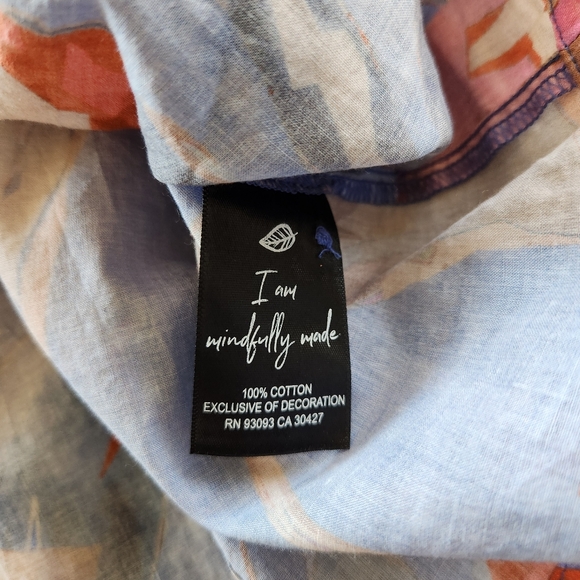 Nic+Zoe Womens Button Up Dreamscape Crinkle Shirt Size XL Multicolor Floral - Picture 8 of 11